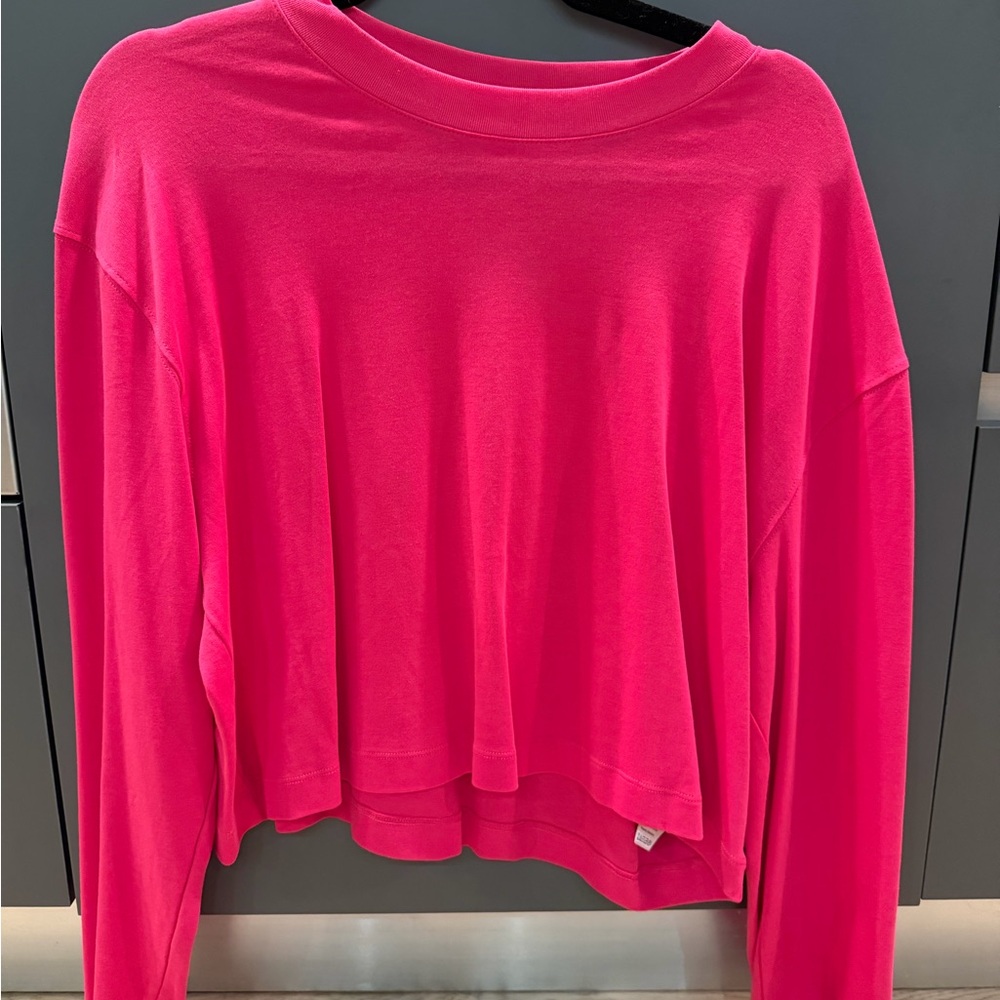 babaton bright pink long sleeve shirt